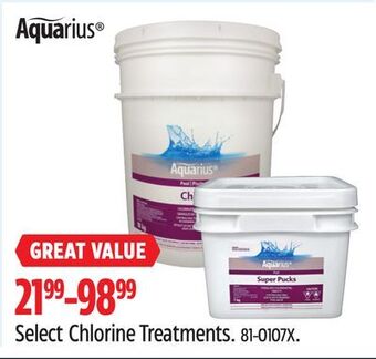 Canadian Tire Aquarius select chlorine treatments offer