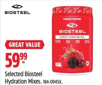 Canadian Tire Selected biosteel hydration mixes offer