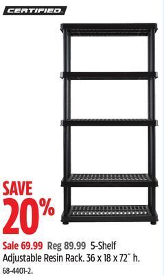 Canadian Tire Certified 5-shelf adjustable resin rack offer