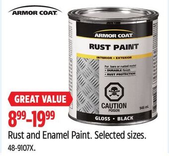 Canadian Tire Armor coat rust and enamel paint offer