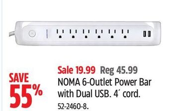 Canadian Tire Noma 6-outlet power bar with dual usb offer
