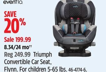Canadian Tire Evenflo triumph convertible car seat, flynn offer