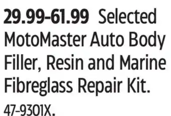 Canadian Tire Moto master auto body filler, resin and marine fibreglass repair kit. offer