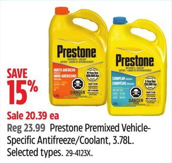 Canadian Tire Prestone premixed vehicle- specific antifreeze/coolant, 3.78l offer