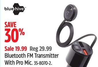Canadian Tire Bluehive bluetooth fm transmitter with pro mic offer