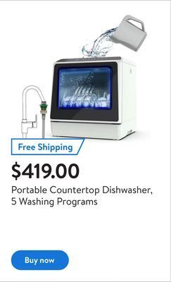 Walmart Portable countertop dishwasher, 5 washing programs offer