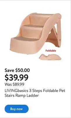 Walmart Livingbasics 3 steps foldable pet stairs ramp ladder offer