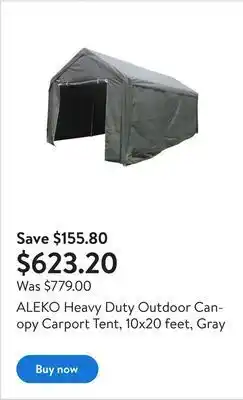 Walmart Aleko heavy duty outdoor canopy carport tent, 10x20 feet, gray offer