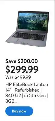 Walmart Hp elitebook laptop 14" | refurbished | 840 g2 | i5 5th gen | 8gb ram | 128gb ssd offer