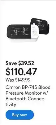Walmart Omron bp-745 blood pressure monitor w/ bluetooth connectivity offer