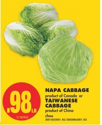 No Frills Napa cabbage or taiwanese cabbage offer
