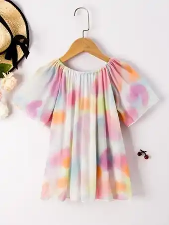 SheIn Toddler girls tie dye round neck dress offer