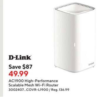 Staples D-link ac1900 high-performance scalable mesh wi-fi router offer