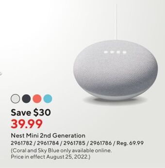 Staples Google nest mini 2nd generation offer