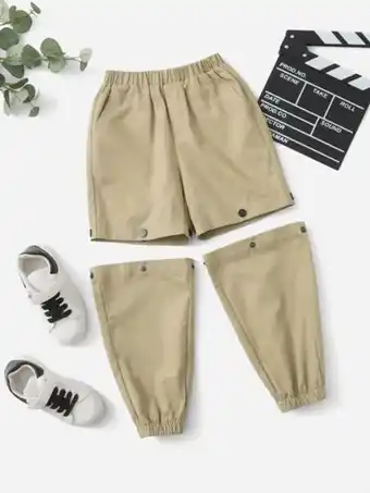 SheIn Shein toddler boys snap button detail detachable pants offer