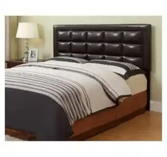 Aaron's Queen faux leather headboard w/ woodhaven tight top firm mattressand base  offer