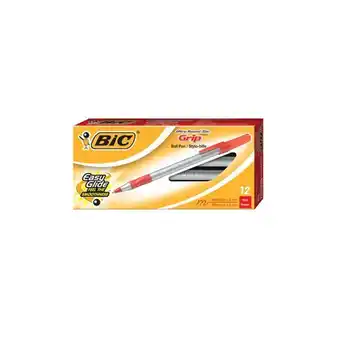 Staples Bic ultra round stic grip ballpoint pens - 1.2mm - red - 12 pack offer