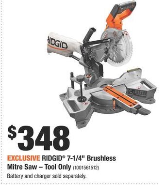 Home Depot Ridgid® 7-1/4" brushless mitre saw offer