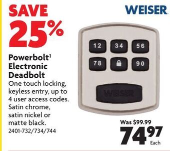 Home Hardware Powerbolt electronic deadbolt offer