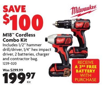 Home Hardware M18™ cordless combo kit offer