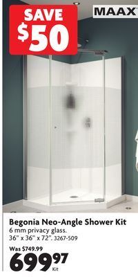 Home Hardware Begonia neo angle shower kit offer