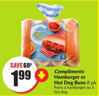 Chalo FreshCo Compliments hamburger or hot dog buns 8 pk offer