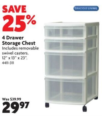 Home Hardware 4 drawer storage chest offer