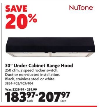 Home Hardware 30" under cabinet range hood offer