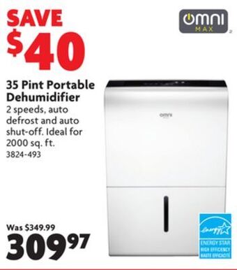 Home Hardware 35 pint portable dehumidifier offer