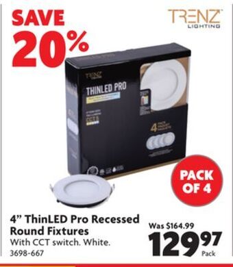 Home Hardware 4" thinled pro recessed round fixtures offer