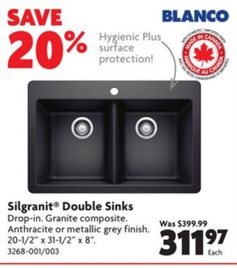 Home Hardware Silgranit® double sinks offer