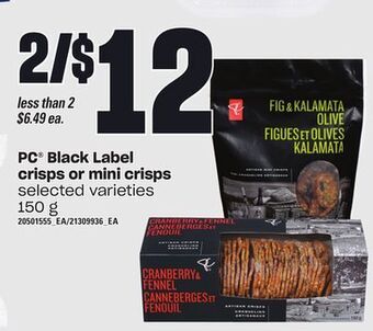 Zehrs Markets Pc® black label crisps or mini crisps, 150 g offer