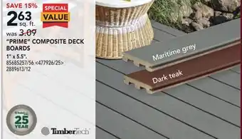 RONA Timbertech "prime" composite deck boards 1" x 5.5" offer