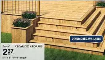 RONA Cedar deck boards 5/4" x 6" offer