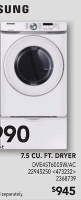 RONA Samsung 7.5 cu. ft. dryer offer