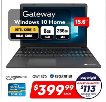 Factory Direct Gateway 15.6" windows 10 home offer