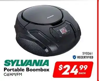 Factory Direct Sylvania portable cd/am/fm boombox offer