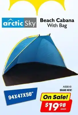 Factory Direct Arctic sky beach cabana with bag 94"x 47"x50" offer