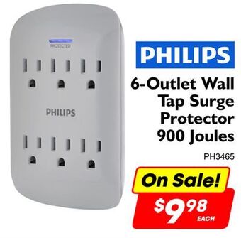 Factory Direct Philips 6-outlet wall tap surge protector 900 joules offer
