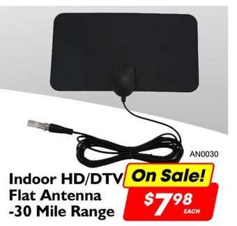 Factory Direct Debranded indoor hd/dtv flat antenna -30 mile range offer