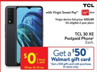 Walmart Tcl 30 xe postpaid phone‡ offer