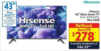 Walmart Hisense 43" roku smart tv offer