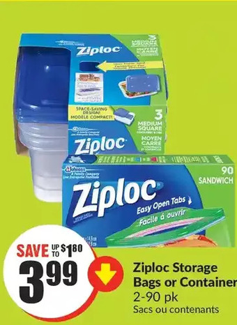 FreshCo Ziploc storage bags or containers offer
