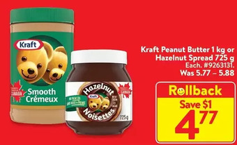 Walmart Kraft peanut butter or hazelnut spread offer