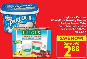 Walmart Luigi's ice cups or wholefruit novelty bars or parlour frozen tubs offer
