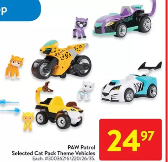 Walmart Paw patrol selected cat pack theme vehicles offer