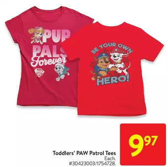 Walmart Toddlers' paw patrol tees offer