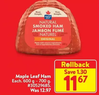 Walmart Maple leaf ham offer
