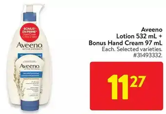 Walmart Aveeno lotion + bonus hand cream offer