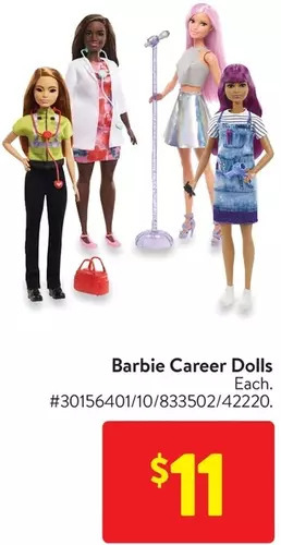 Walmart Barbie career dolls offer
